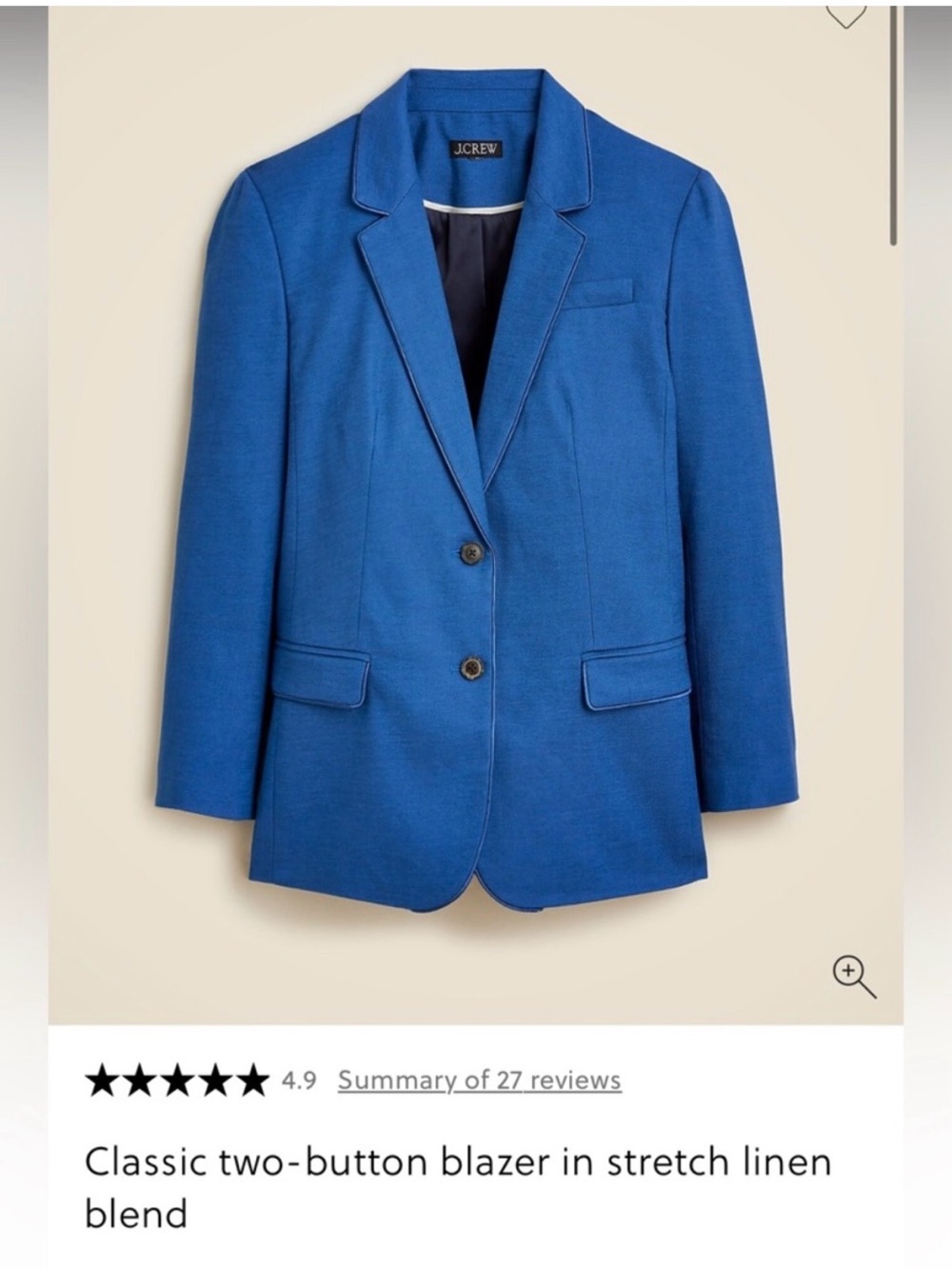 J.Crew Bright Women's Blazer in stretch linen - blue